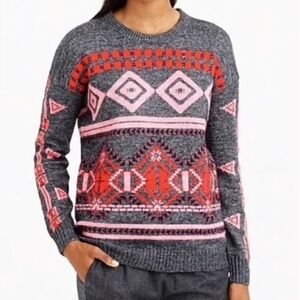 J. Crew | Abstract Fair Isle Gray Pullover Sweater